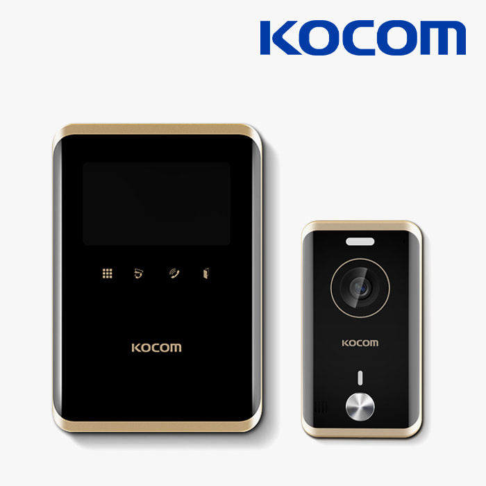 코콤 KCV-R431E 4.3인치 아날로그 비디오폰 세트 블랙 인터폰 현관 카메라 초인종 더미 포함