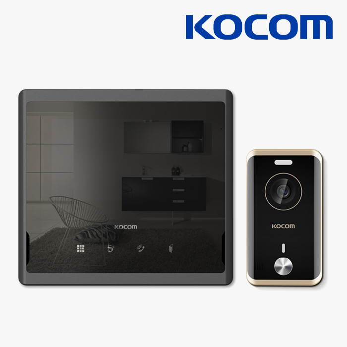 코콤 KCV-S701 7인치 아날로그 비디오폰 세트 블랙 인터폰 현관 카메라 초인종 더미 포함